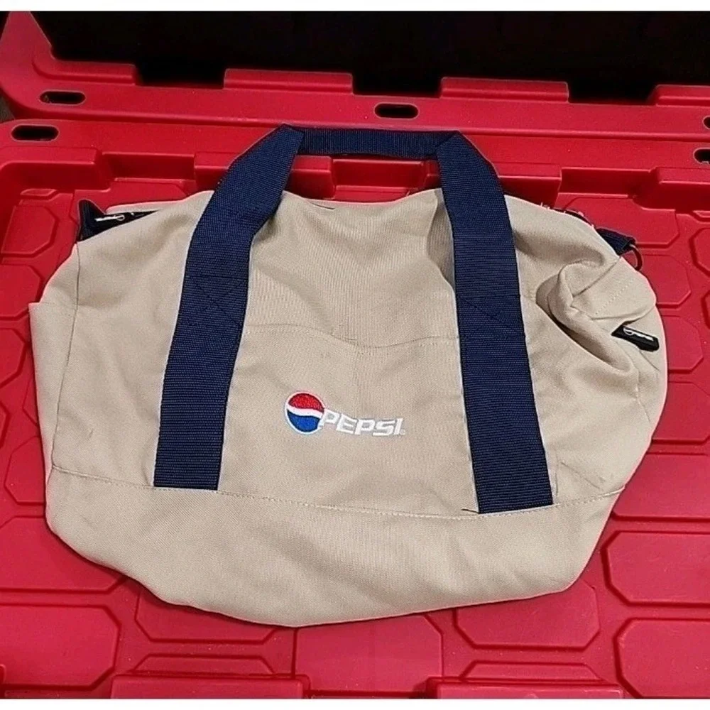 Vintage Pepsi Cola Co Travel Duffle Bag Retro Branded Merch Zipper Gym Carry All